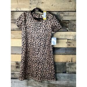 Speechless Kids Short Sleeve A Line Dress Suede Brown Cheetah Print Size 16
